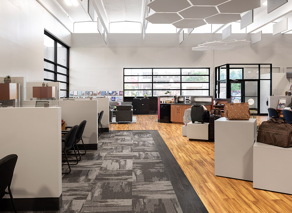 Office with carpet tile and hardwood mix – Commercial Flooring London ON