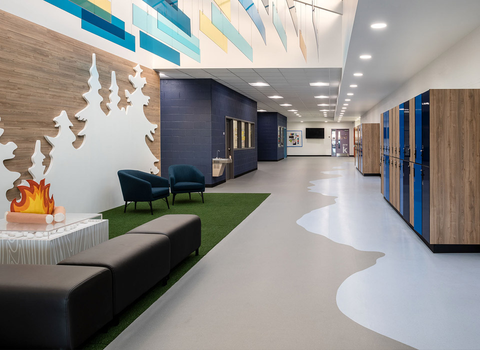 Multi-use flooring in modern educational facility – Flatout Flooring London ON