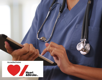 A healthcare worker on an iPad.