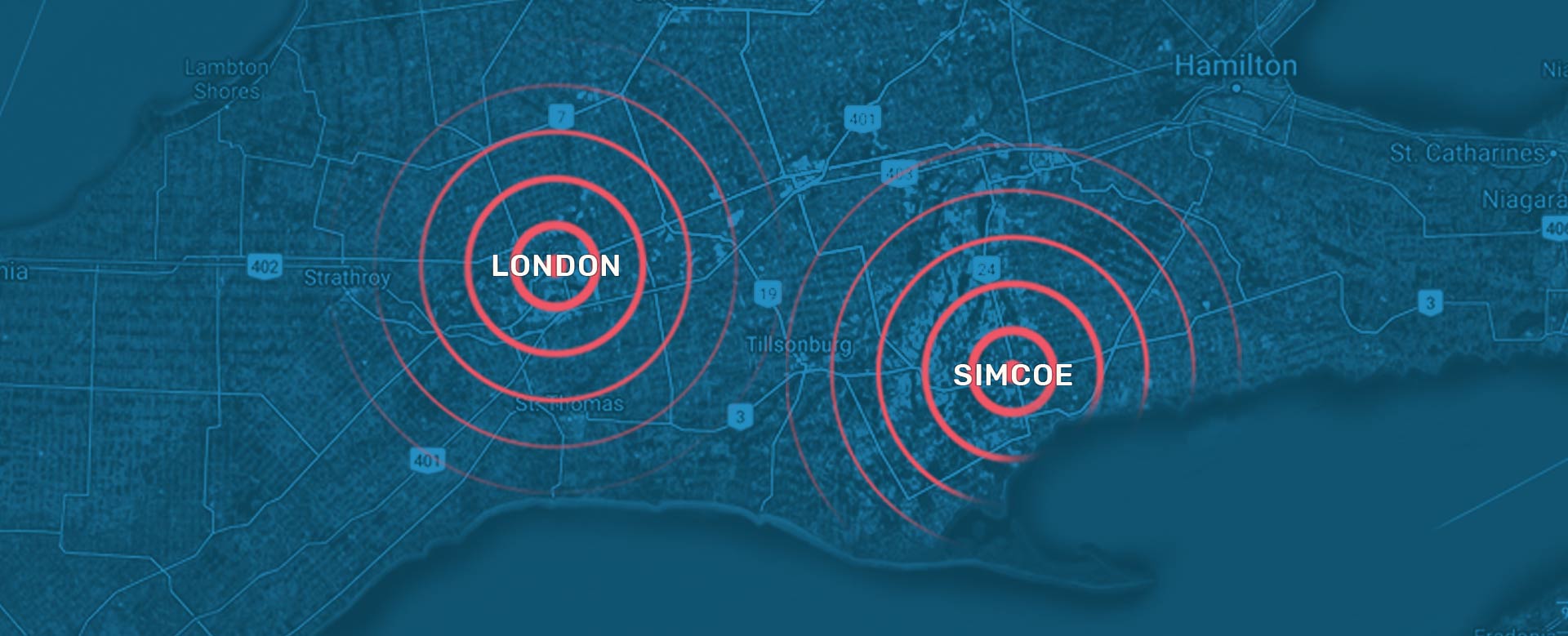 Map of Ontario West locations