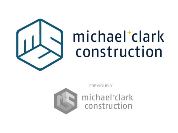New and old Michael + Clark Construction logo