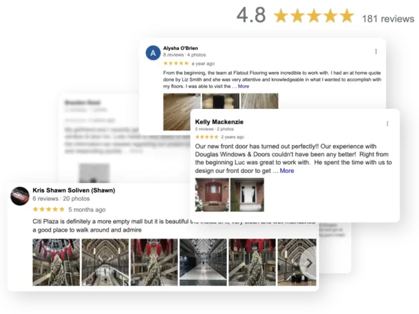 Collage of positive Google Reviews