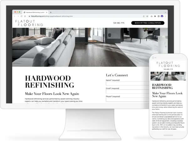 Desktop and mobile view of Flatout Flooring